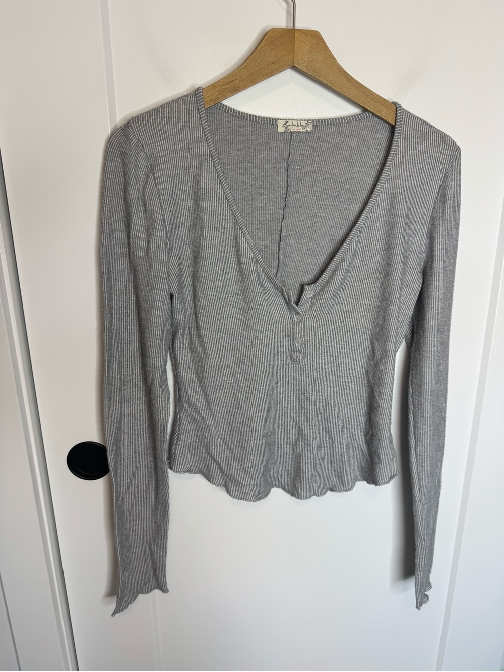 Intimately Free People Keep It Basic Long Sleeve Henley Ribbed Size Small